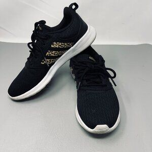 Adidas Women Running Shoes Black 7 QT Racer 2.0 Cheetah Stripes Athletic Sneaker